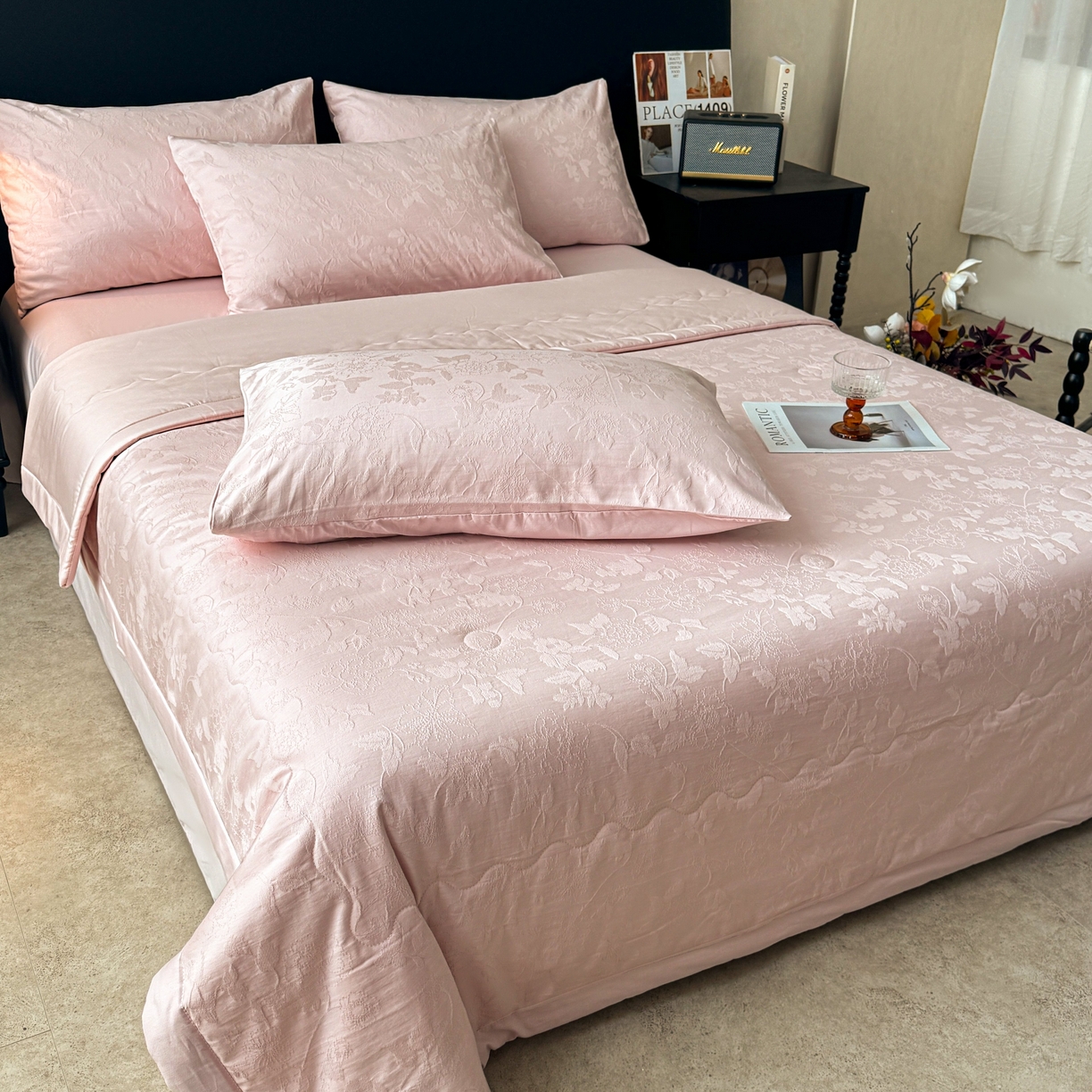 91家纺网 家纺一手货源 找家纺 乐家毛巾被（工厂自产自销） 2026春夏新款全棉60S长绒棉立体厚织提花整张棉花夏被四件套单夏被枕套夏凉被空 昔叶