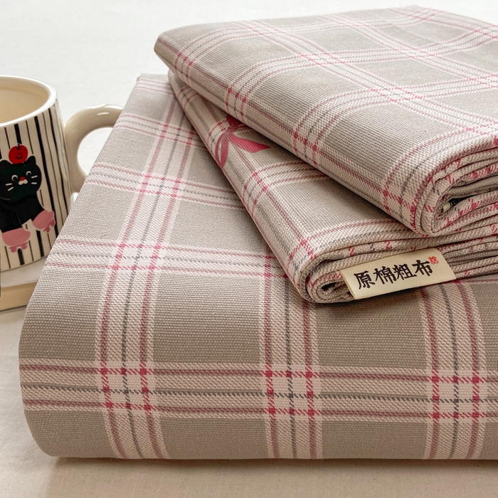 羽梦家纺 2026新款老粗布床单三件套 格纹