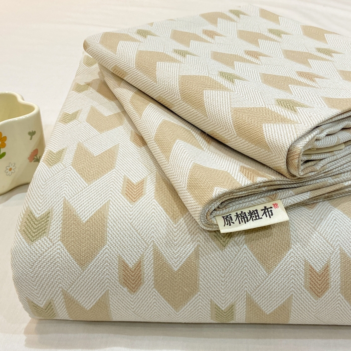 羽梦家纺 2026新款老粗布床单三件套 金羽