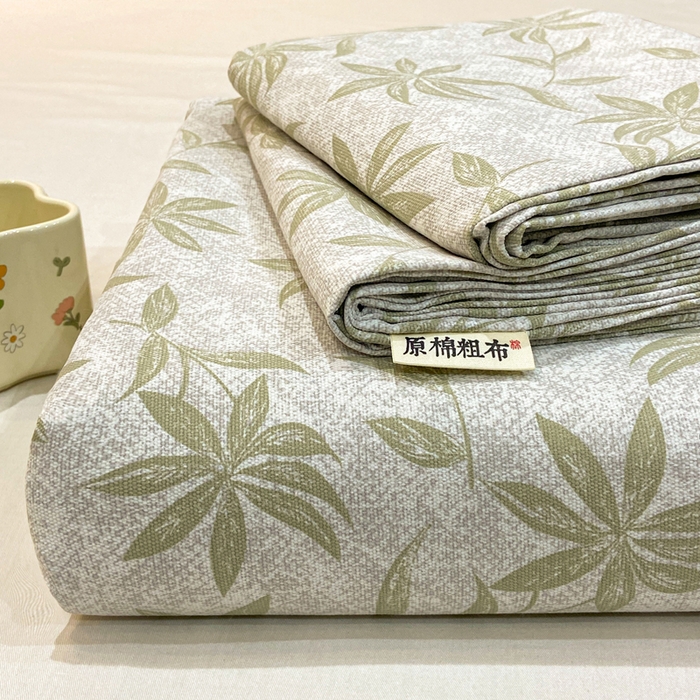 羽梦家纺 2026新款老粗布床单三件套 青叶
