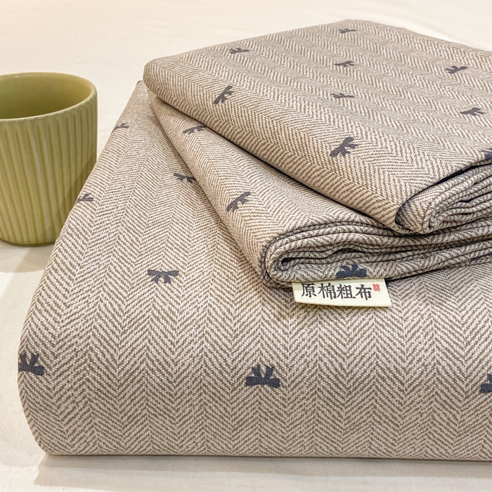 羽梦家纺 2026新款老粗布床单三件套 星茅