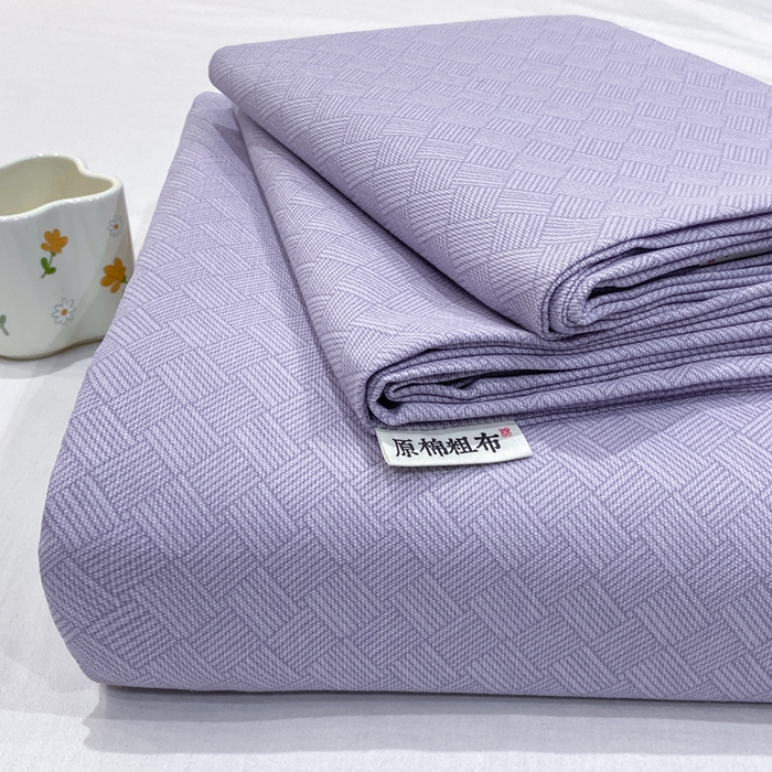 羽梦家纺 2026新款老粗布床单三件套 紫织