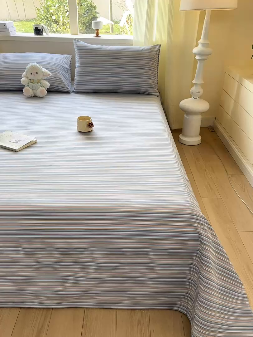 91家纺网 家纺一手货源 找家纺 羽梦家纺 2026新款老粗布床单三件套 海盐