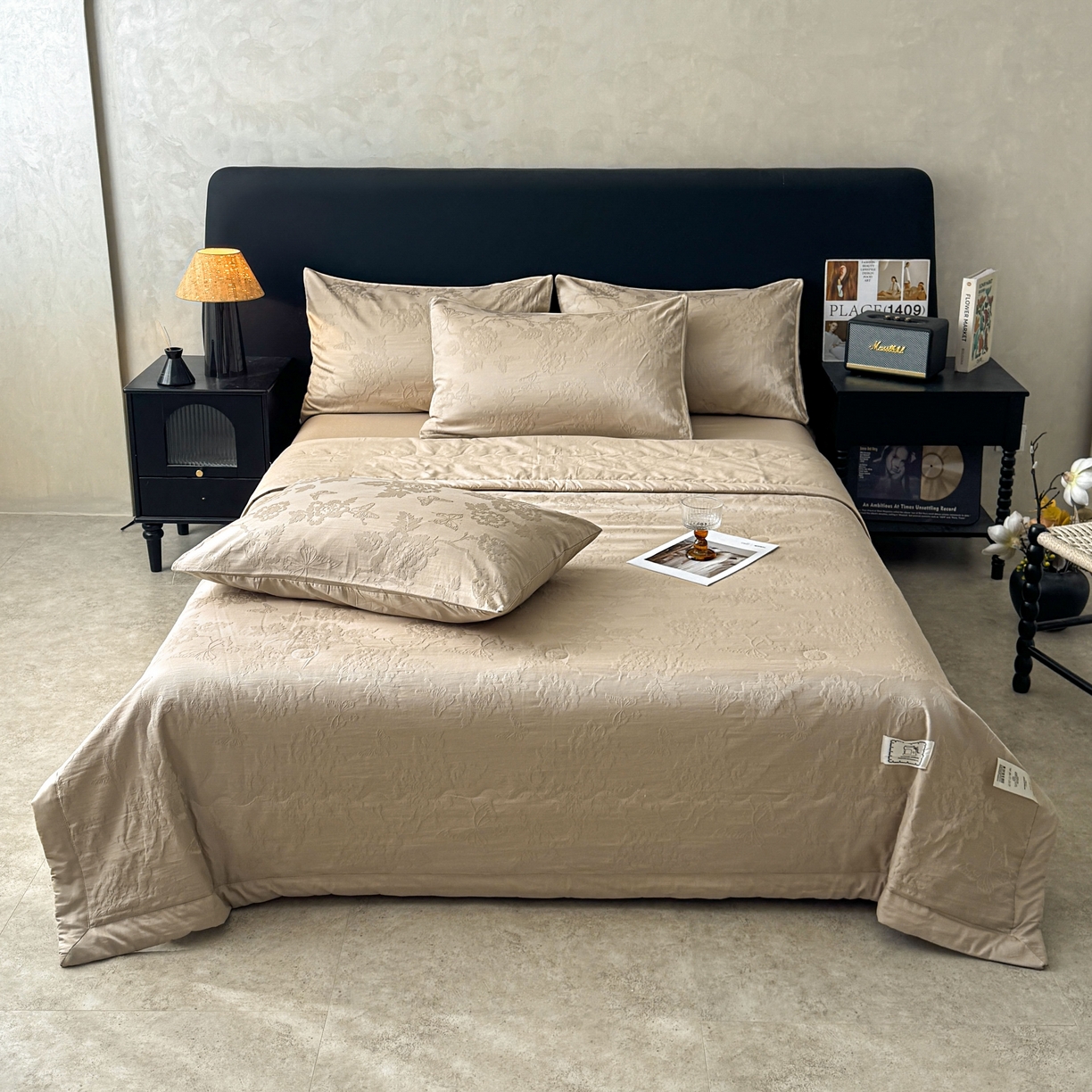 91家纺网 家纺一手货源 找家纺 乐家毛巾被（工厂自产自销） 2026春夏新款全棉60S长绒棉立体厚织提花整张棉花夏被四件套单夏被枕套夏凉被空 隐花