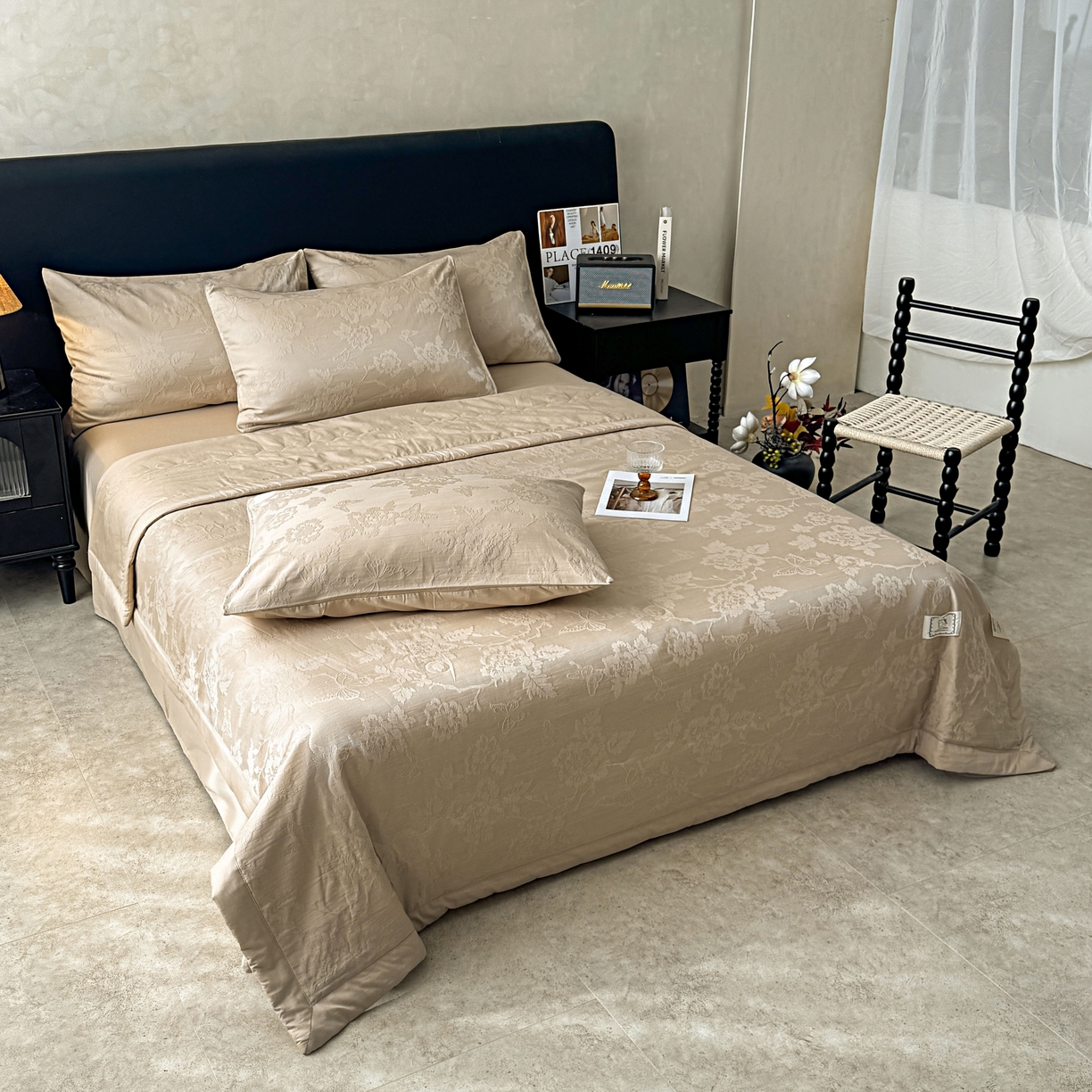 91家纺网 家纺一手货源 找家纺 乐家毛巾被（工厂自产自销） 2026春夏新款全棉60S长绒棉立体厚织提花整张棉花夏被四件套单夏被枕套夏凉被空 隐花