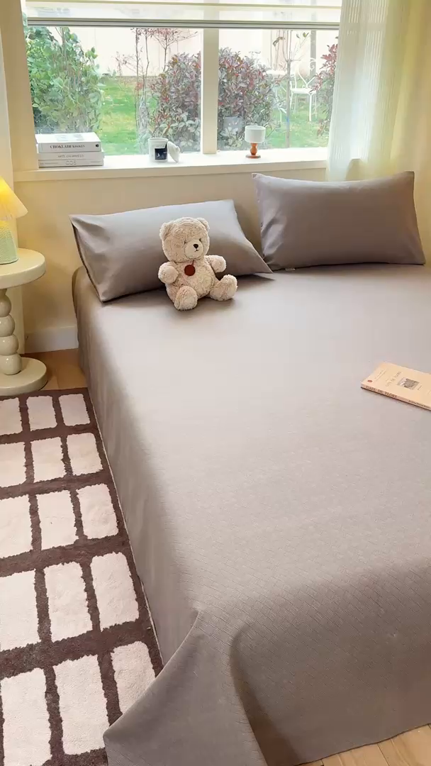 91家纺网 家纺一手货源 找家纺 羽梦家纺 2026新款老粗布床单三件套 棕柯