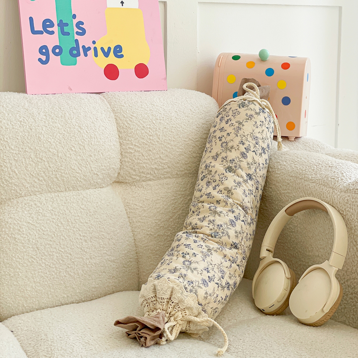 91家纺网 家纺一手货源 找家纺 亦帆枕芯 2026新款多功能法式圆柱形糖果枕宝宝安抚枕成人颈椎枕 田园繁花-法式糖果枕