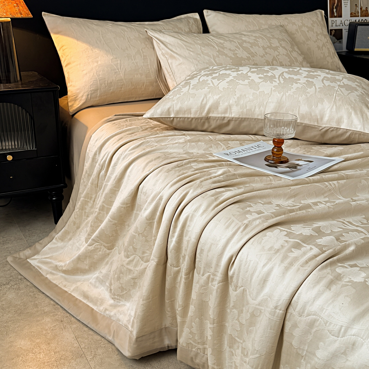 91家纺网 家纺一手货源 找家纺 乐家毛巾被（工厂自产自销） 2026春夏新款全棉60S长绒棉立体厚织提花整张棉花夏被四件套单夏被枕套夏凉被空 印夏