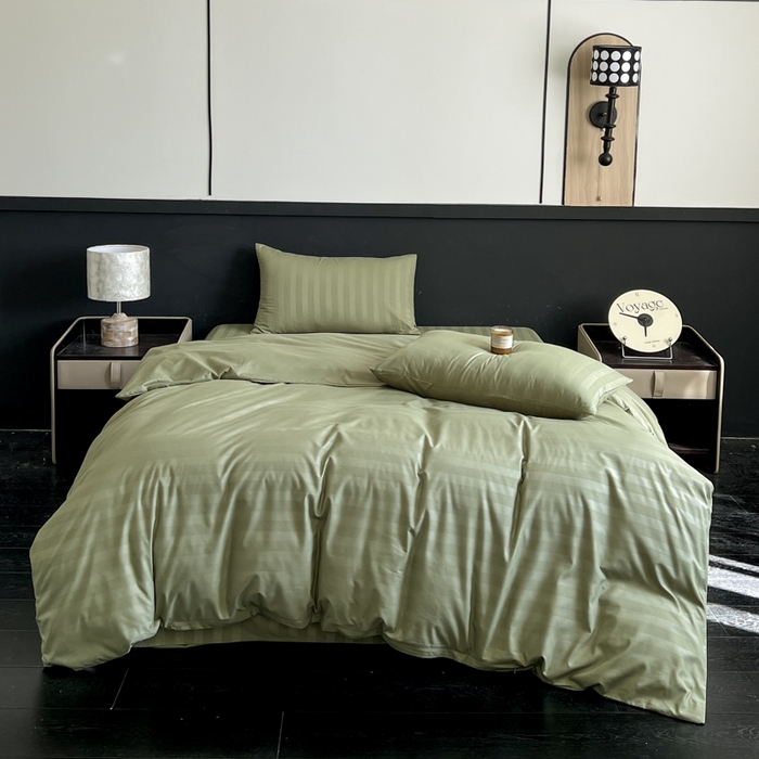 91家纺网 家纺一手货源 找家纺 蓝淋家纺 2026春夏新款贡缎提花四件套 茶青缎