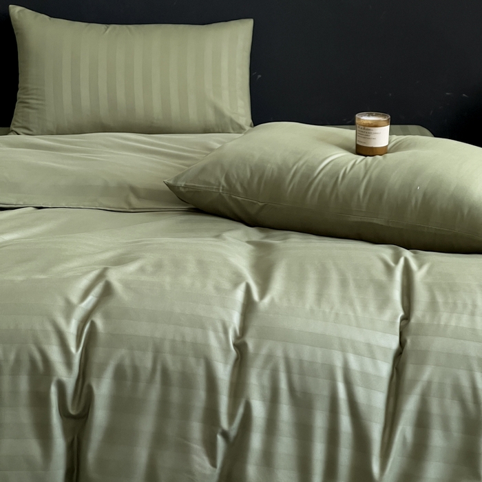 91家纺网 家纺一手货源 找家纺 蓝淋家纺 2026春夏新款贡缎提花四件套 茶青缎