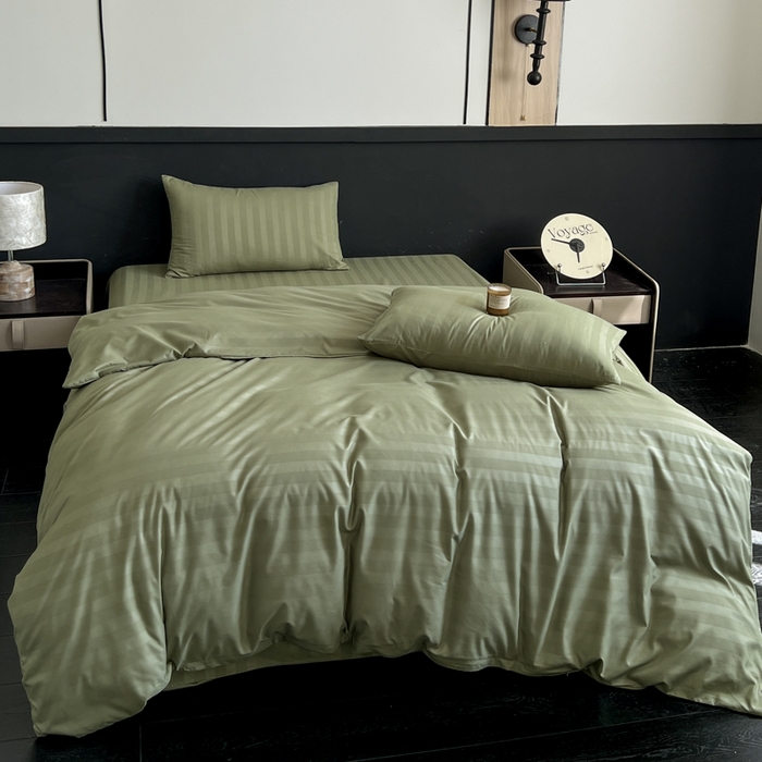 91家纺网 家纺一手货源 找家纺 蓝淋家纺 2026春夏新款贡缎提花四件套 茶青缎