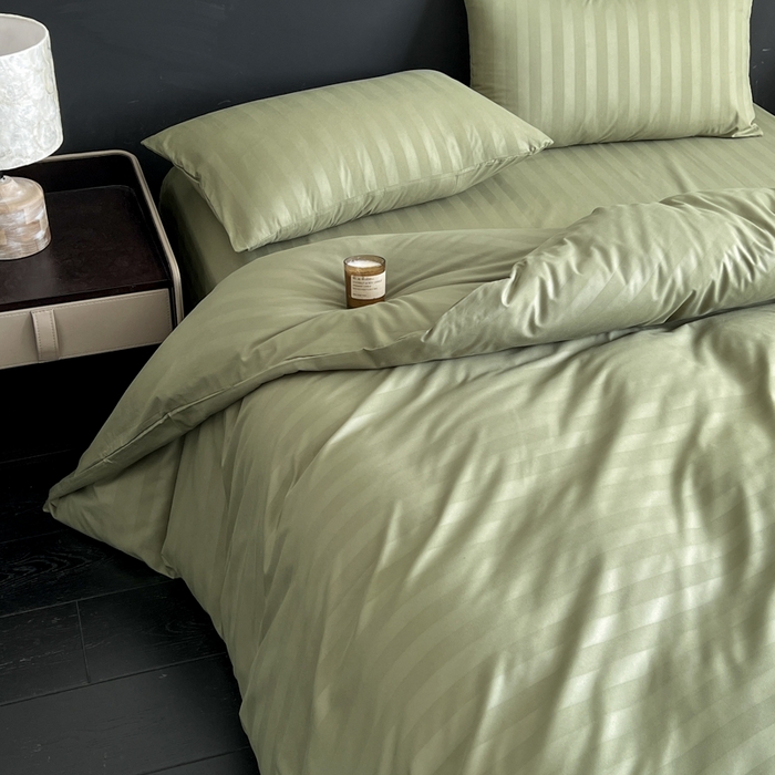 91家纺网 家纺一手货源 找家纺 蓝淋家纺 2026春夏新款贡缎提花四件套 茶青缎