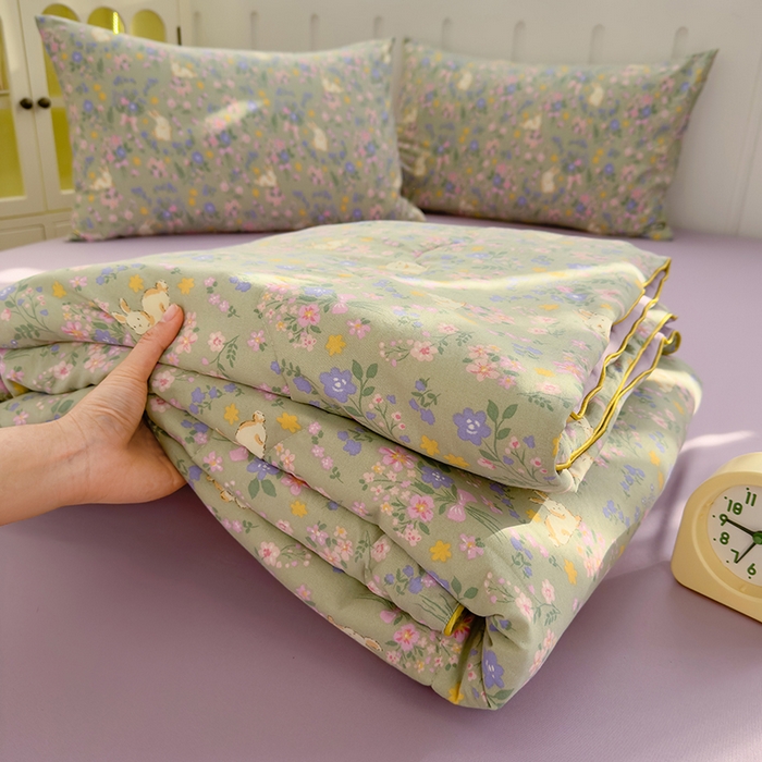 太阳树 2026新款A类水洗双层纱夏被大豆夏被夏凉被空调被 花园兔