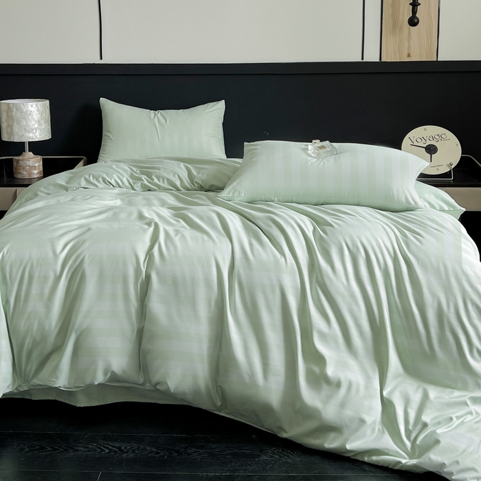 91家纺网 家纺一手货源 找家纺 蓝淋家纺 2026春夏新款贡缎提花四件套 青雾缎