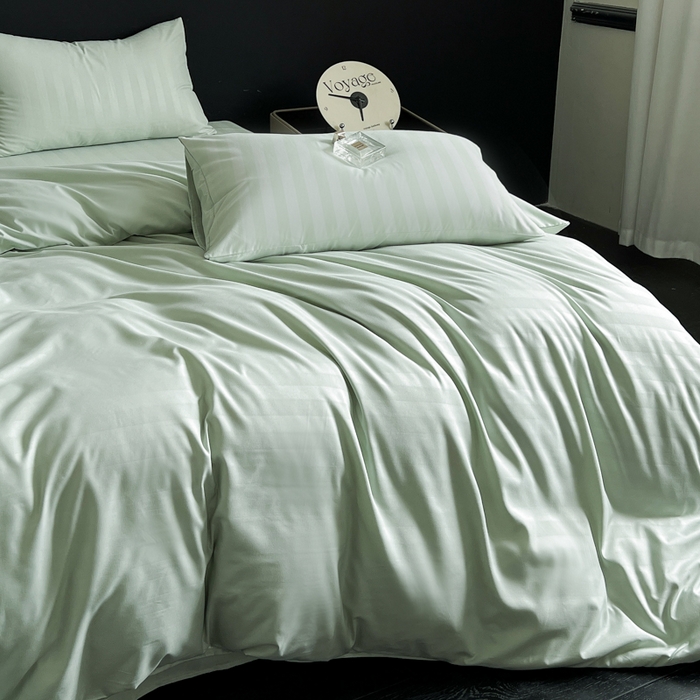 91家纺网 家纺一手货源 找家纺 蓝淋家纺 2026春夏新款贡缎提花四件套 青雾缎