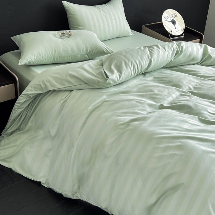 91家纺网 家纺一手货源 找家纺 蓝淋家纺 2026春夏新款贡缎提花四件套 青雾缎