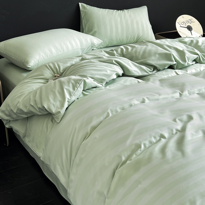 91家纺网 家纺一手货源 找家纺 蓝淋家纺 2026春夏新款贡缎提花四件套 青雾缎