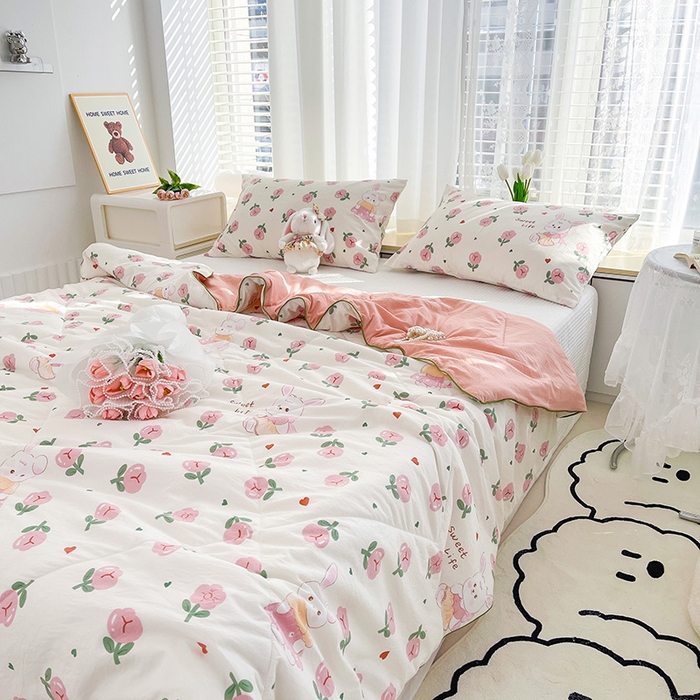 91家纺网 家纺一手货源 找家纺 太阳树 2026新款A类水洗双层纱夏被大豆夏被夏凉被空调被 曼塔玫瑰