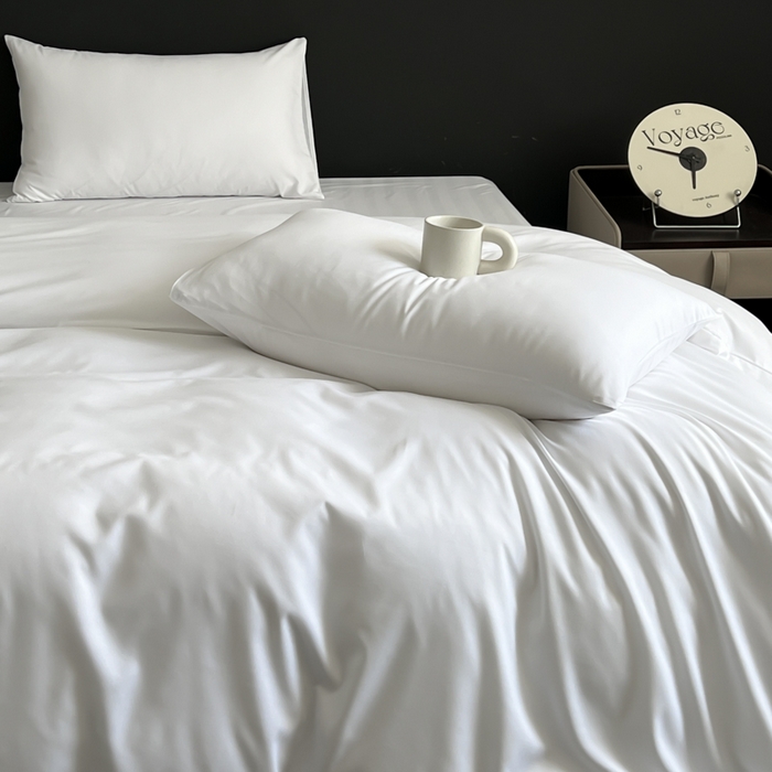 91家纺网 家纺一手货源 找家纺 蓝淋家纺 2026春夏新款贡缎提花四件套 云白缎