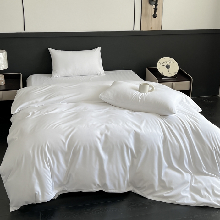 91家纺网 家纺一手货源 找家纺 蓝淋家纺 2026春夏新款贡缎提花四件套 云白缎