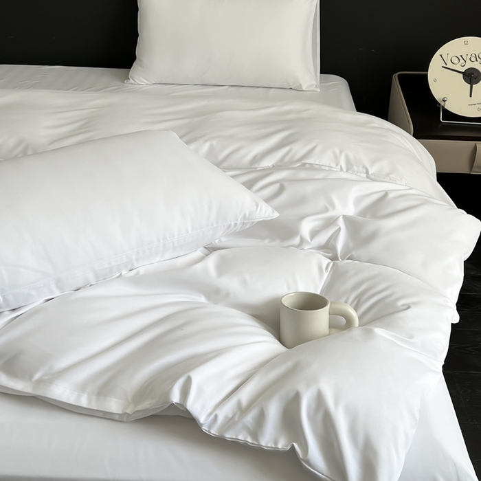 91家纺网 家纺一手货源 找家纺 蓝淋家纺 2026春夏新款贡缎提花四件套 云白缎