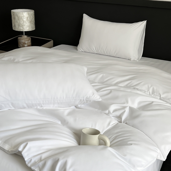 91家纺网 家纺一手货源 找家纺 蓝淋家纺 2026春夏新款贡缎提花四件套 云白缎