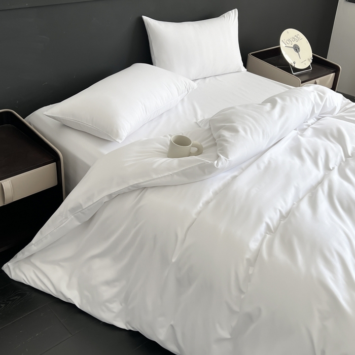 91家纺网 家纺一手货源 找家纺 蓝淋家纺 2026春夏新款贡缎提花四件套 云白缎