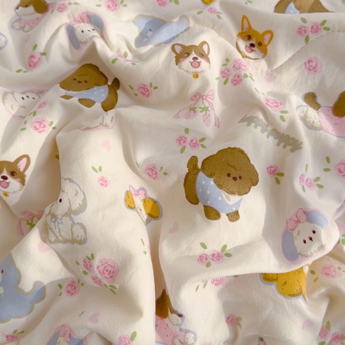 91家纺网 家纺一手货源 找家纺 太阳树 2026新款A类水洗双层纱夏被大豆夏被夏凉被空调被 奶芙汪汪