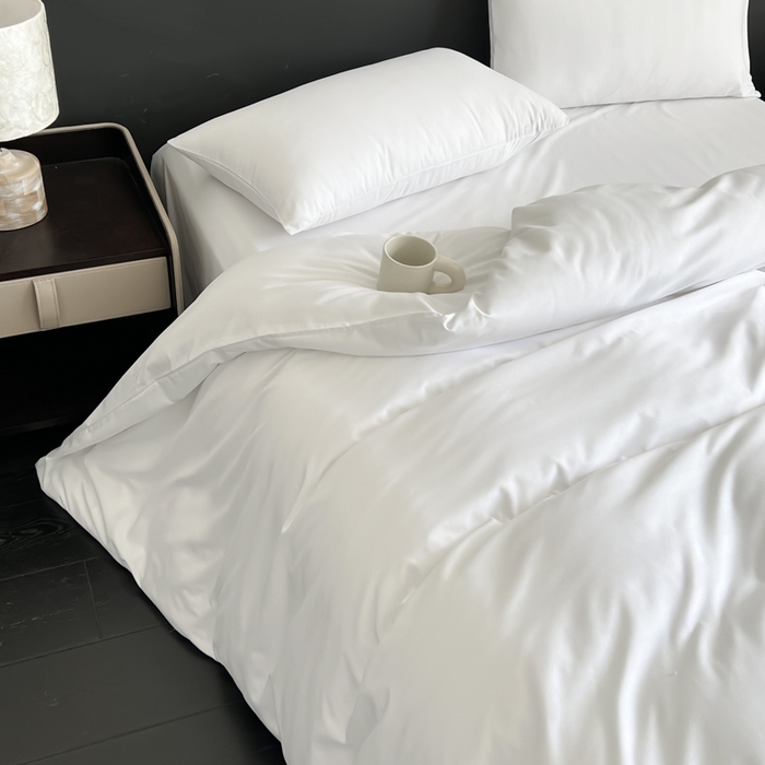 91家纺网 家纺一手货源 找家纺 蓝淋家纺 2026春夏新款贡缎提花四件套 云白缎