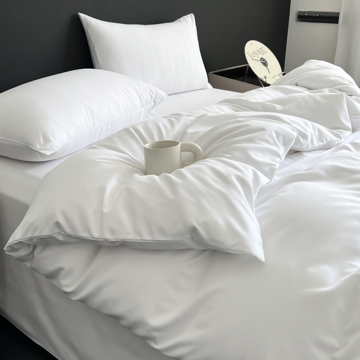 91家纺网 家纺一手货源 找家纺 蓝淋家纺 2026春夏新款贡缎提花四件套 云白缎