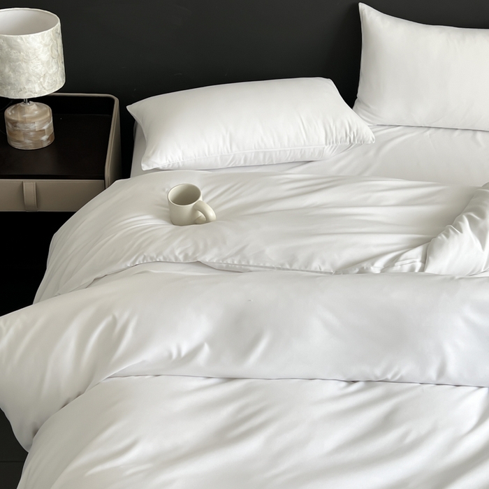 91家纺网 家纺一手货源 找家纺 蓝淋家纺 2026春夏新款贡缎提花四件套 云白缎