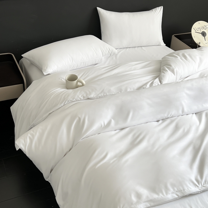 91家纺网 家纺一手货源 找家纺 蓝淋家纺 2026春夏新款贡缎提花四件套 云白缎