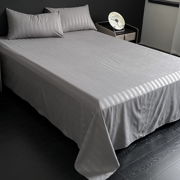 91家纺网 家纺一手货源 找家纺 蓝淋家纺 2026春夏新款贡缎提花四件套 云灰缎