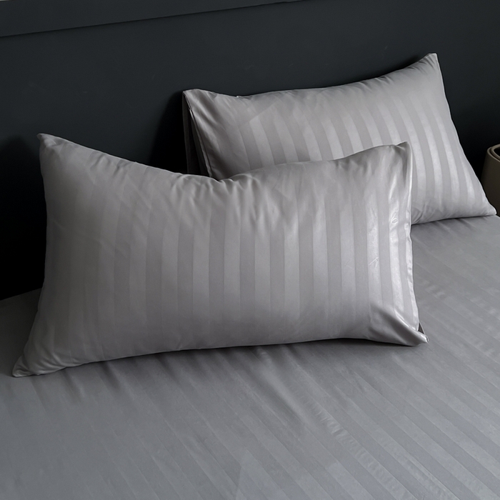 91家纺网 家纺一手货源 找家纺 蓝淋家纺 2026春夏新款贡缎提花四件套 云灰缎