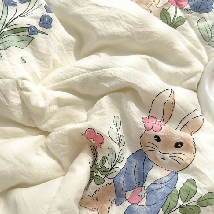 91家纺网 家纺一手货源 找家纺 太阳树 2026新款A类水洗双层纱夏被大豆夏被夏凉被空调被 兔sweet