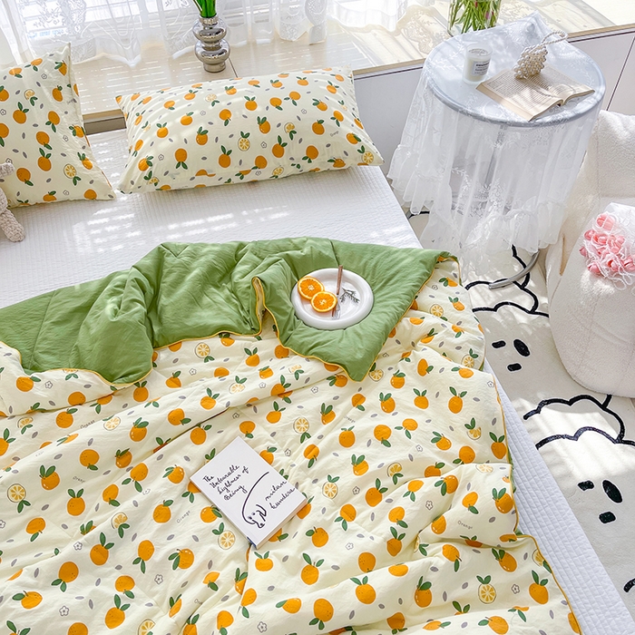 91家纺网 家纺一手货源 找家纺 太阳树 2026新款A类水洗双层纱夏被大豆夏被夏凉被空调被 小橘子
