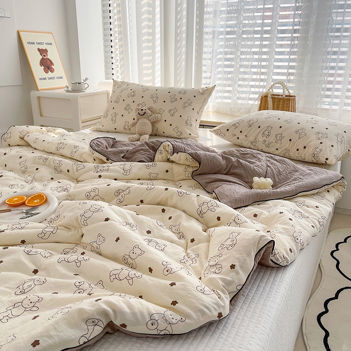 91家纺网 家纺一手货源 找家纺 太阳树 2026新款A类水洗双层纱夏被大豆夏被夏凉被空调被 小熊院长