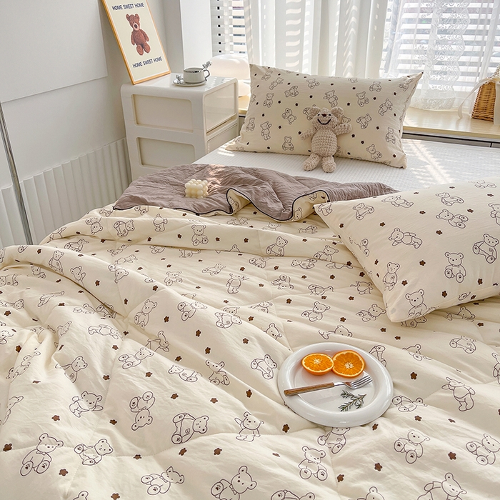 91家纺网 家纺一手货源 找家纺 太阳树 2026新款A类水洗双层纱夏被大豆夏被夏凉被空调被 小熊院长