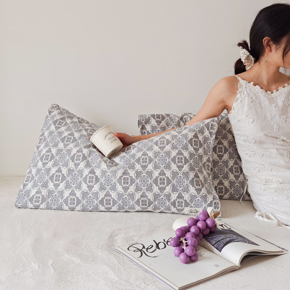 沐瑟家纺  2026新款安心棉纯棉纱布枕巾 隅方糖