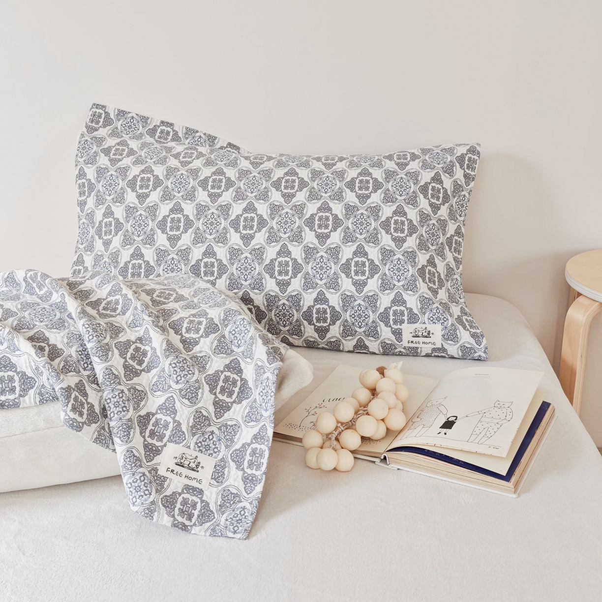 91家纺网 家纺一手货源 找家纺 沐瑟家纺  2026新款安心棉纯棉纱布枕巾 隅方糖