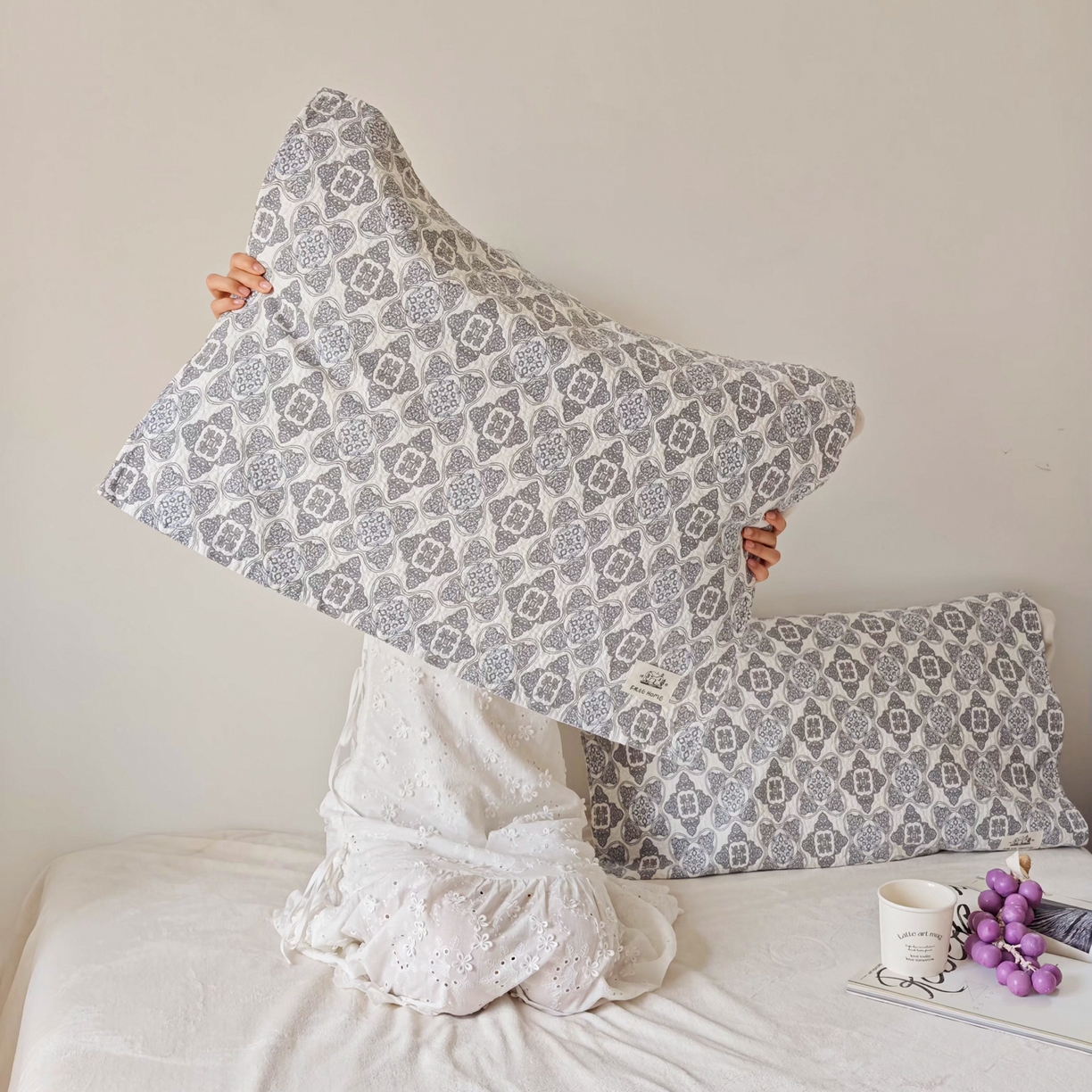 91家纺网 家纺一手货源 找家纺 沐瑟家纺  2026新款安心棉纯棉纱布枕巾 隅方糖