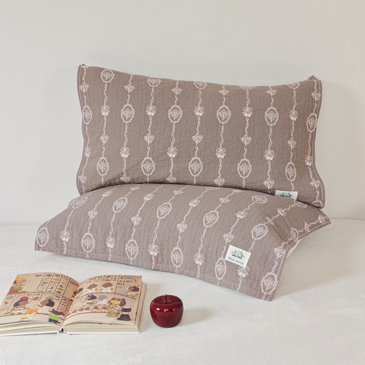 91家纺网 家纺一手货源 找家纺 沐瑟家纺  2026新款安心棉纯棉纱布枕巾 樱桃花紫