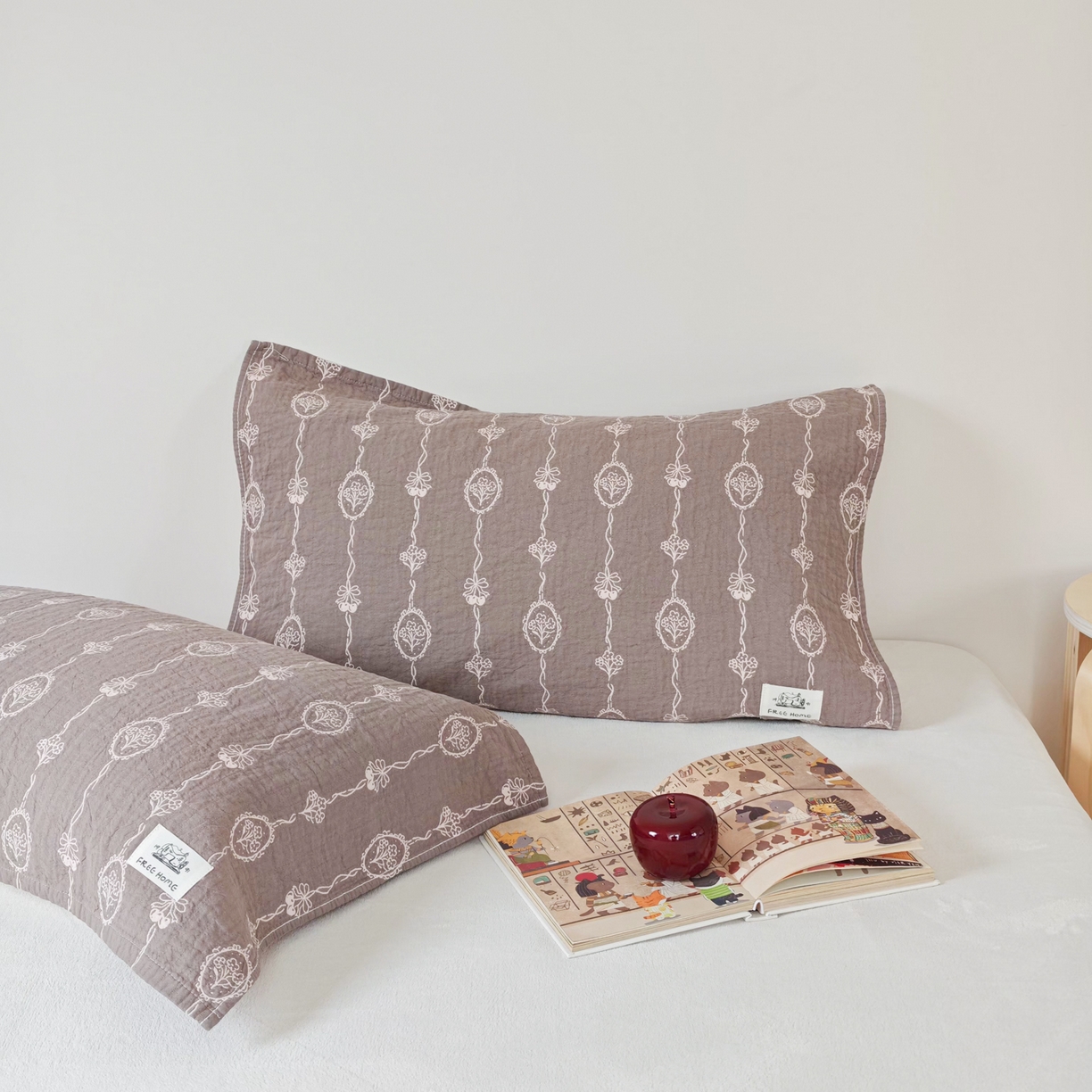 91家纺网 家纺一手货源 找家纺 沐瑟家纺  2026新款安心棉纯棉纱布枕巾 樱桃花紫