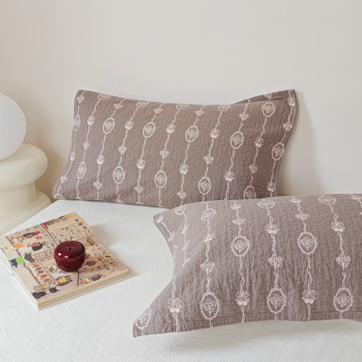 91家纺网 家纺一手货源 找家纺 沐瑟家纺  2026新款安心棉纯棉纱布枕巾 樱桃花紫