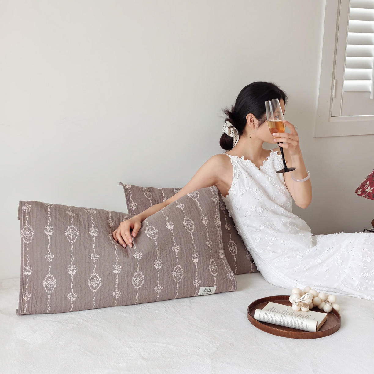 91家纺网 家纺一手货源 找家纺 沐瑟家纺  2026新款安心棉纯棉纱布枕巾 樱桃花紫