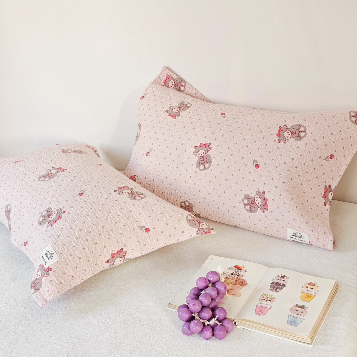 91家纺网 家纺一手货源 找家纺 沐瑟家纺  2026新款安心棉纯棉纱布枕巾 小羊花朵