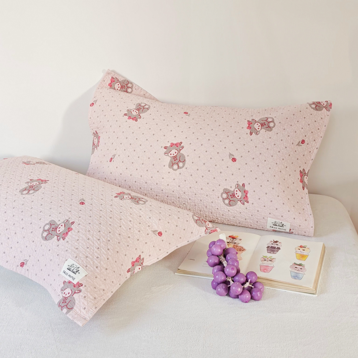 91家纺网 家纺一手货源 找家纺 沐瑟家纺  2026新款安心棉纯棉纱布枕巾 小羊花朵