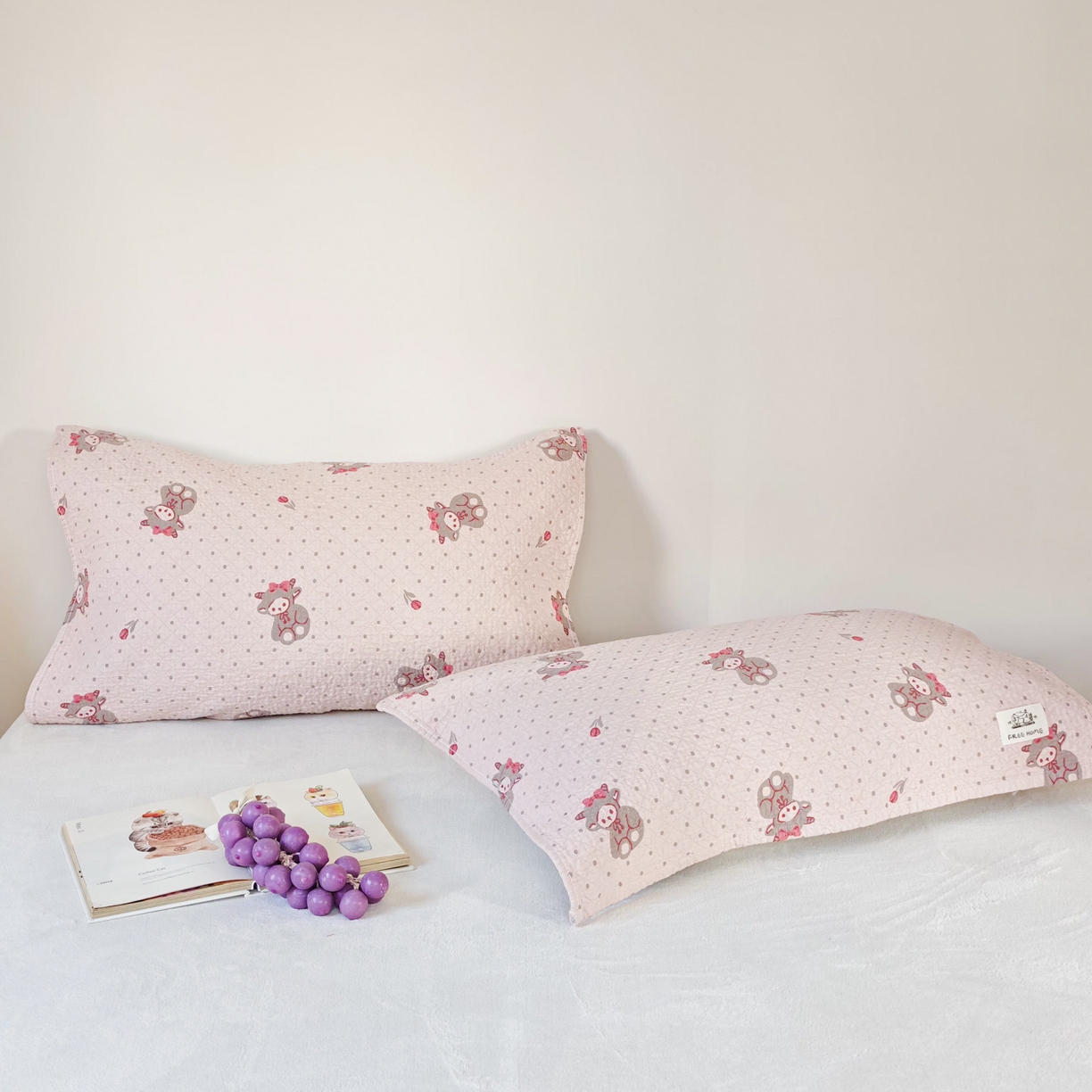 91家纺网 家纺一手货源 找家纺 沐瑟家纺  2026新款安心棉纯棉纱布枕巾 小羊花朵