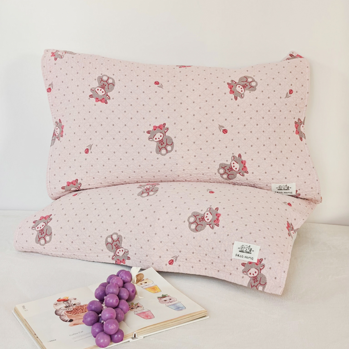 91家纺网 家纺一手货源 找家纺 沐瑟家纺  2026新款安心棉纯棉纱布枕巾 小羊花朵