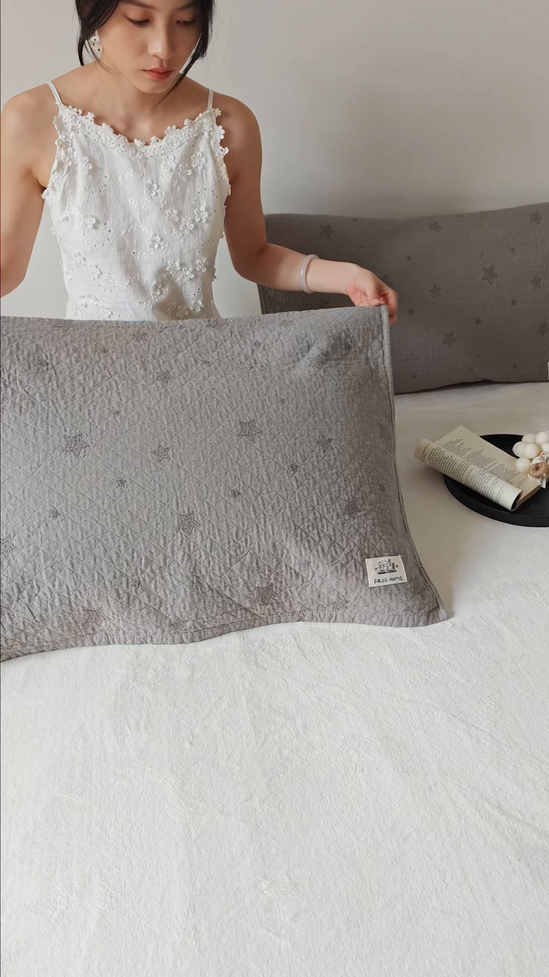 91家纺网 家纺一手货源 找家纺 沐瑟家纺  2026新款安心棉纯棉纱布枕巾 星点